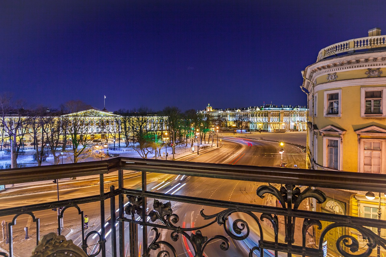 st petersburg russia night road free photo