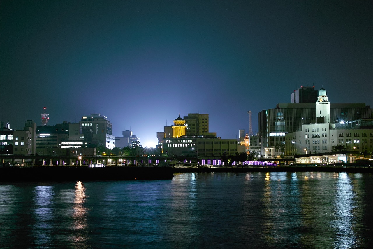 stadium yokohama night view free photo