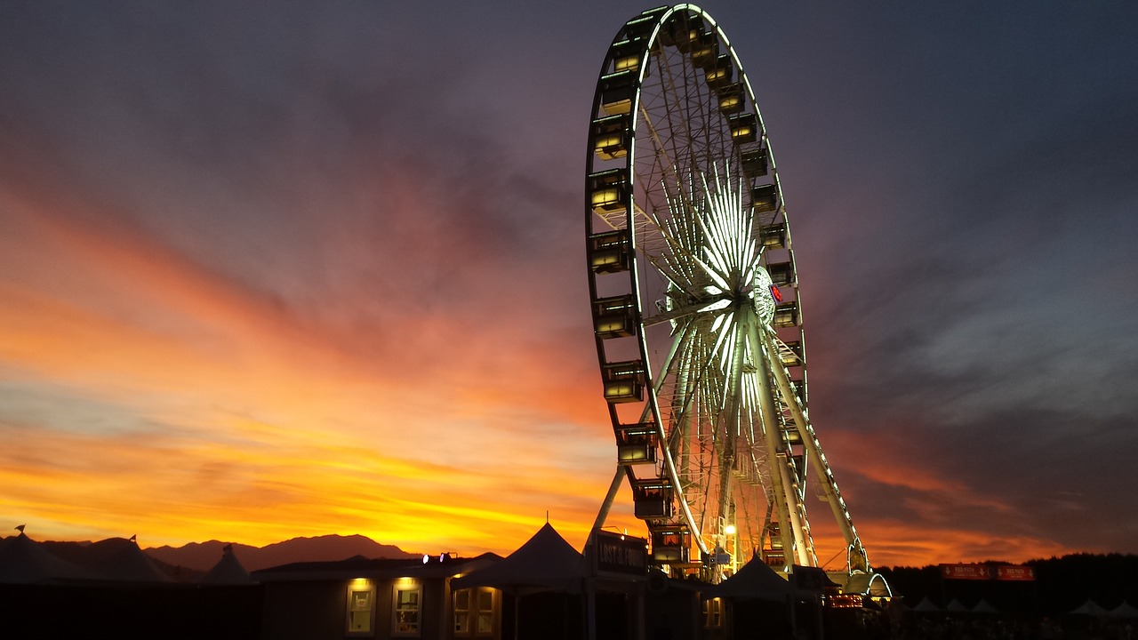 stagecoach ferris wheel sunset free photo