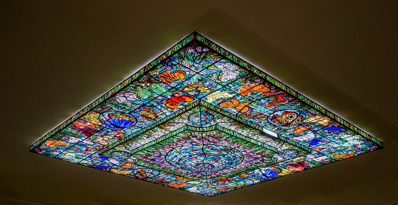 stained glass ceiling colorful free photo