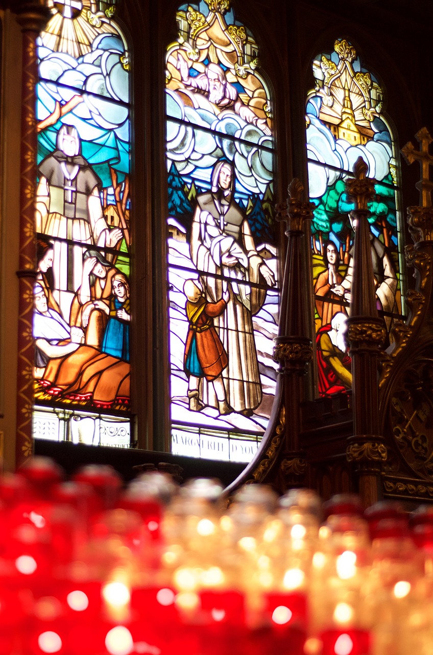 stained glass church candle free photo