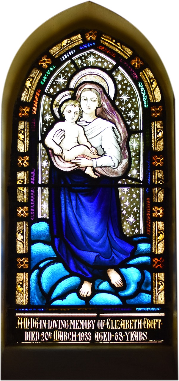 stained glass window mary free photo