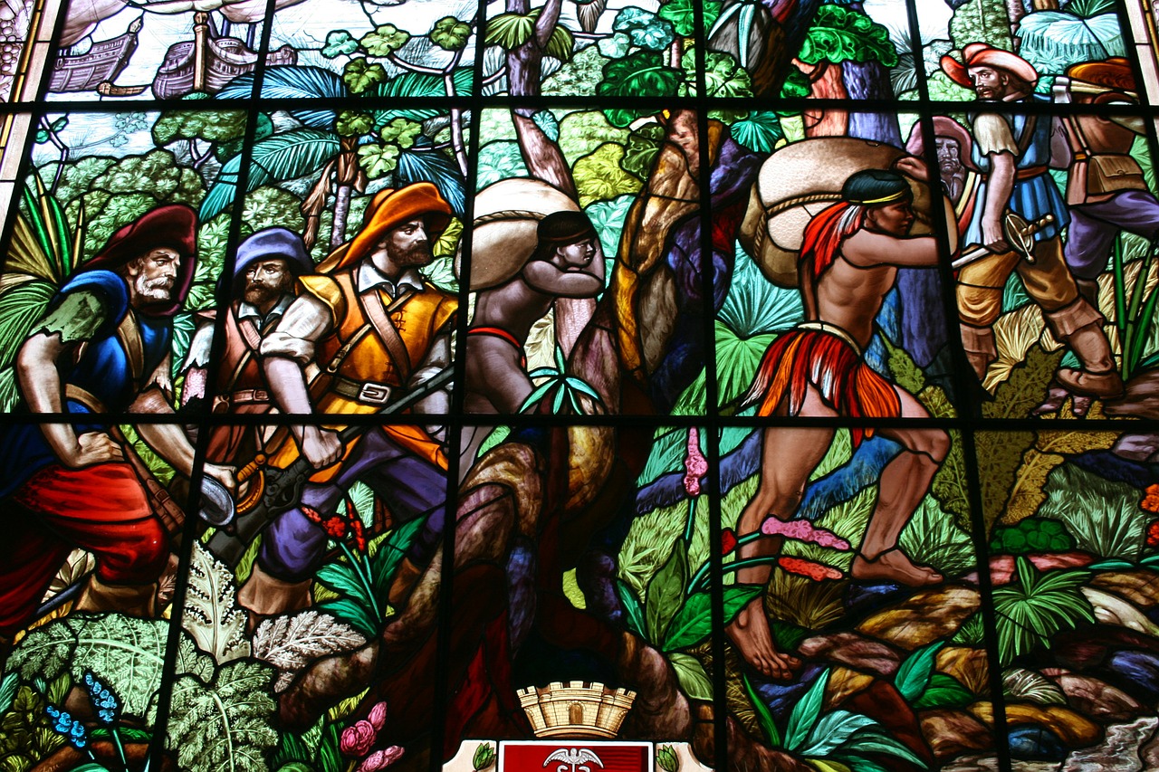 stained glass indians bandeirantes free photo