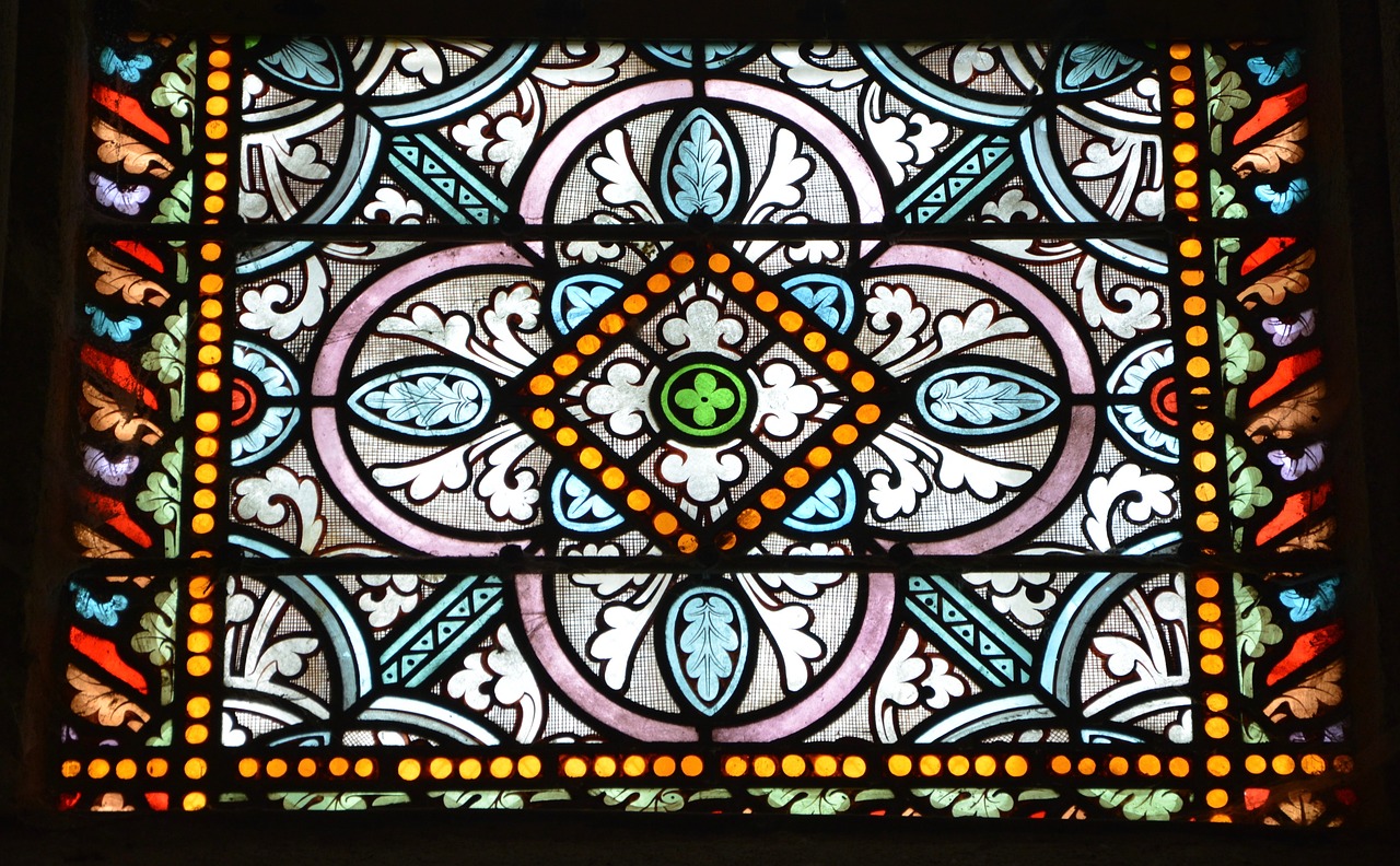 stained glass composition of glass colored free photo