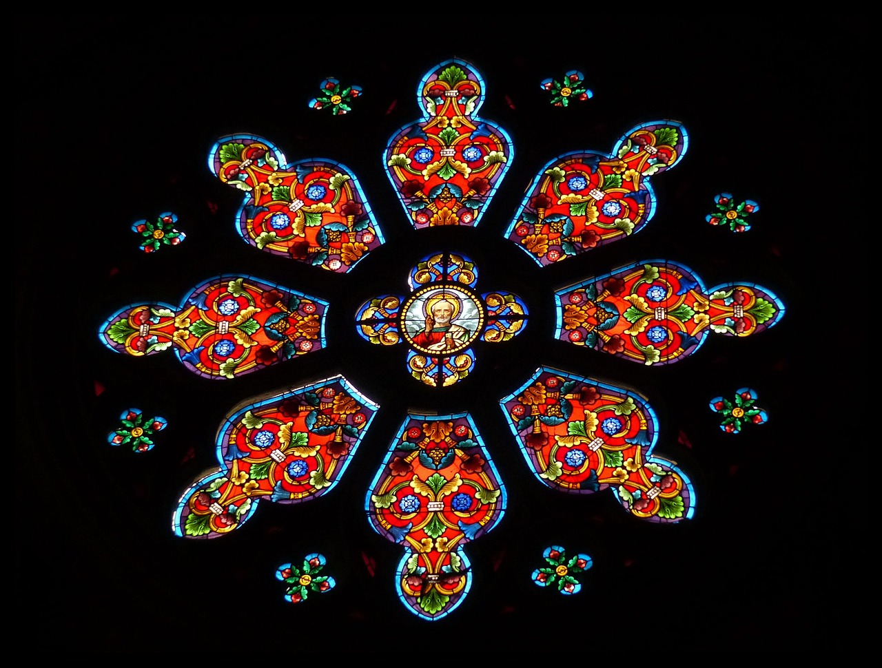 stained glass rosette church free photo