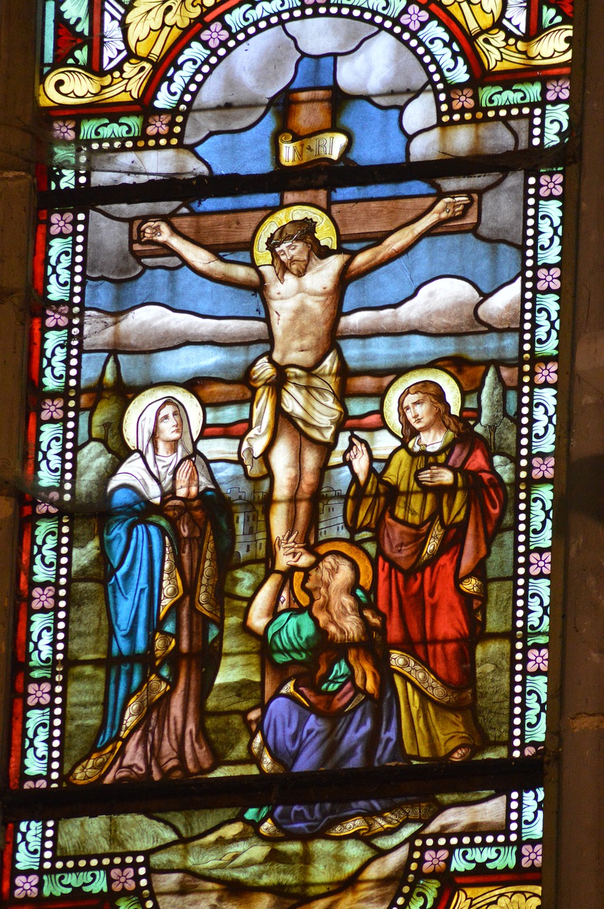 stained glass  colorful  crucifixion free photo