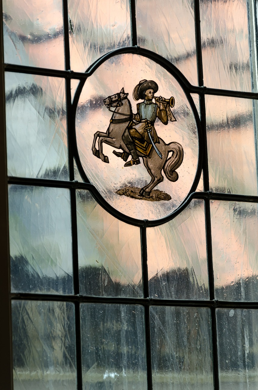 stained glass window rider free photo