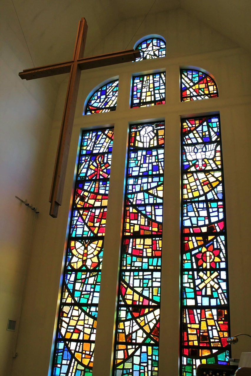 stained glass cross glass free photo