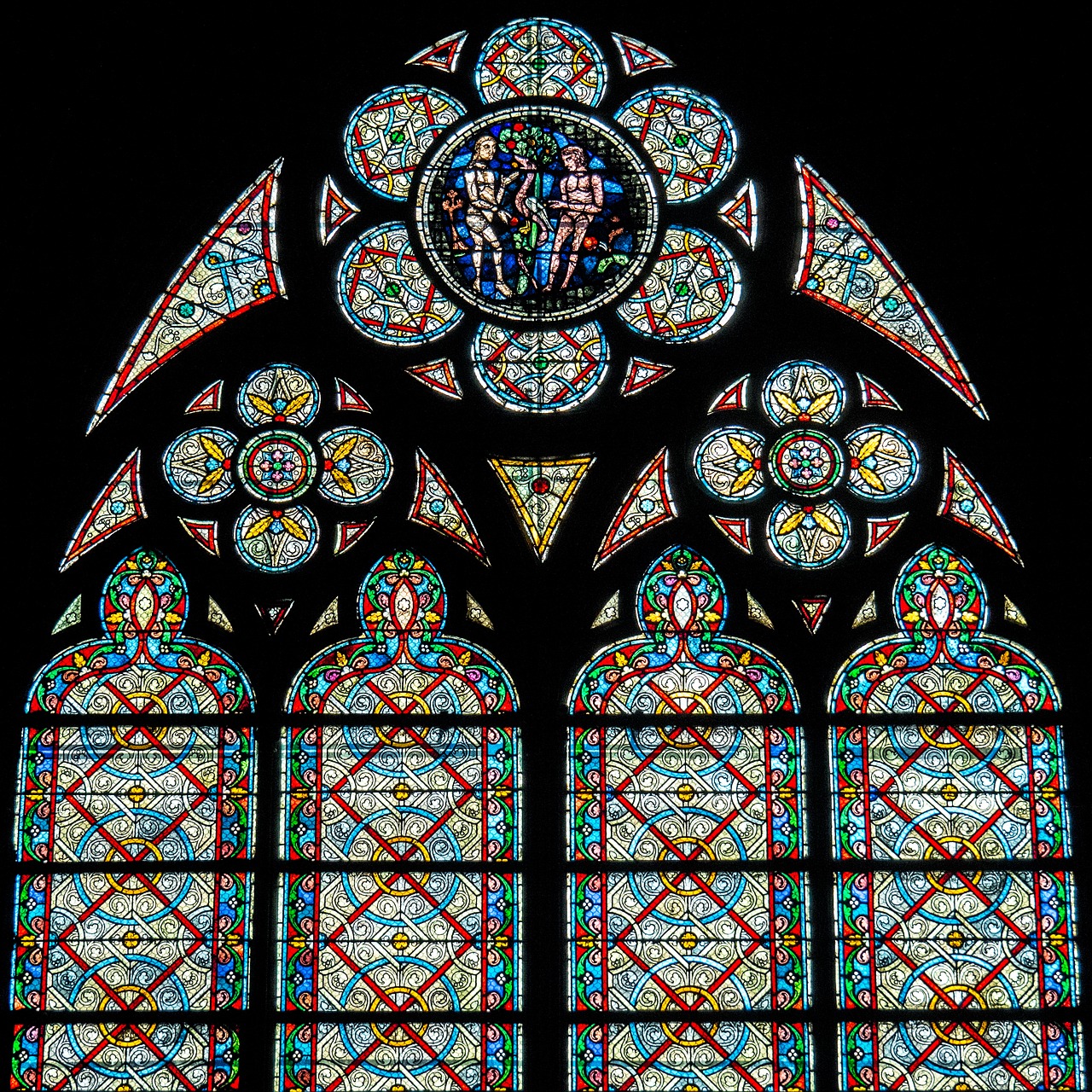 stained glass window rosette louvre free photo