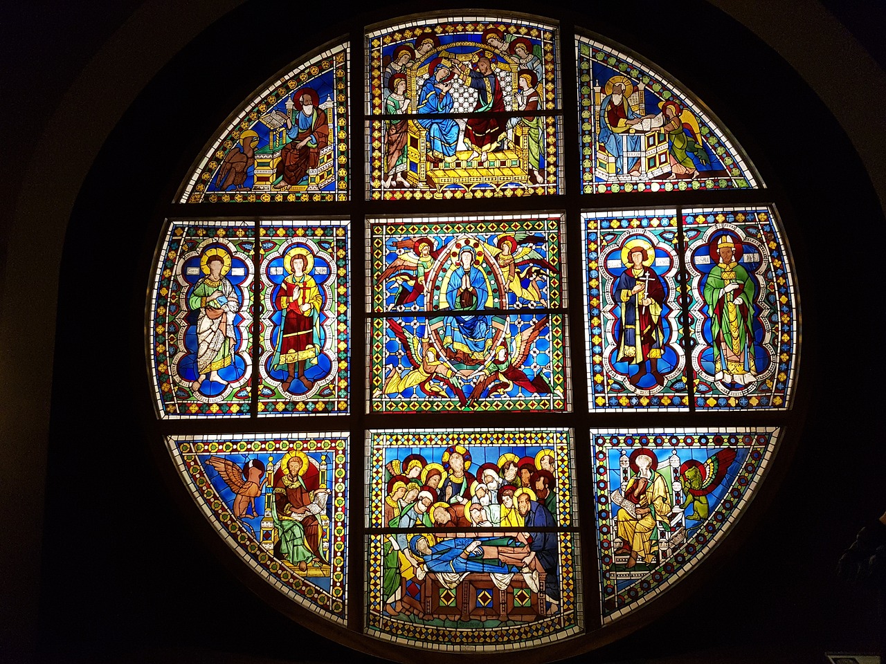 stained glass window art cathedral free photo