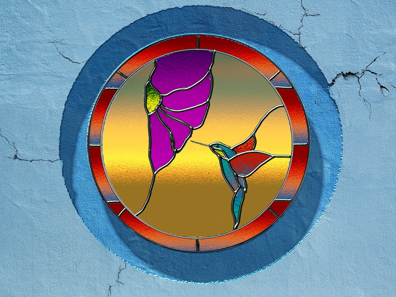 stained glass window window hummingbird free photo