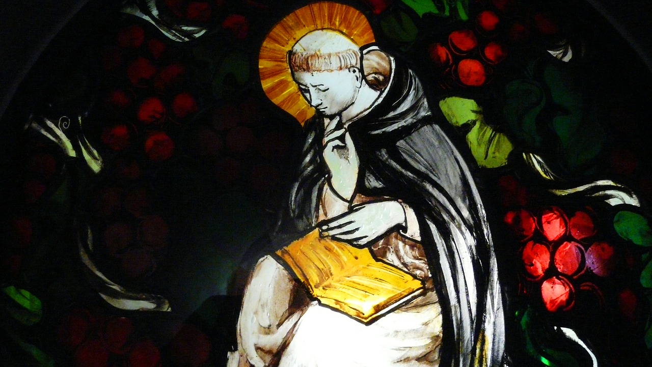 stained glass window dominicans monk free photo