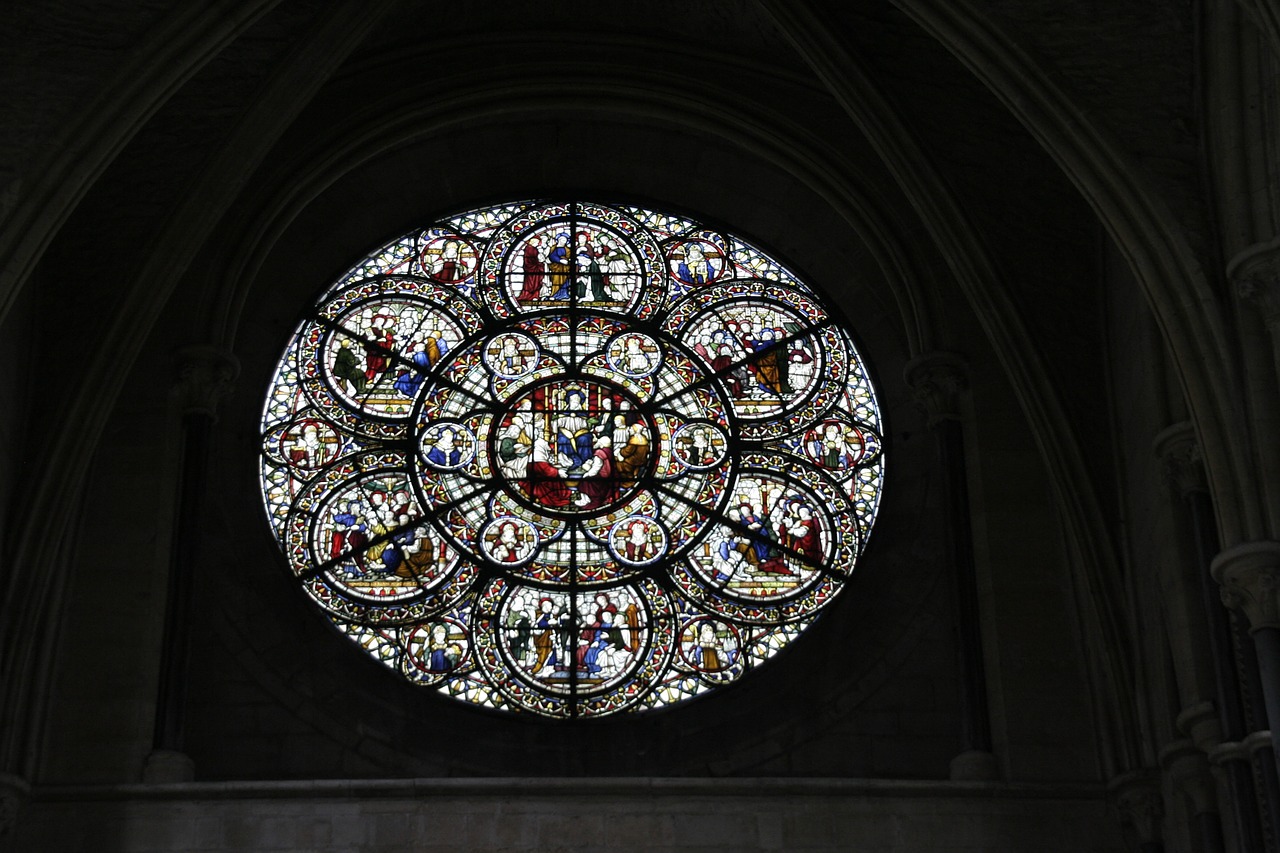 stained glass window rosette window free photo