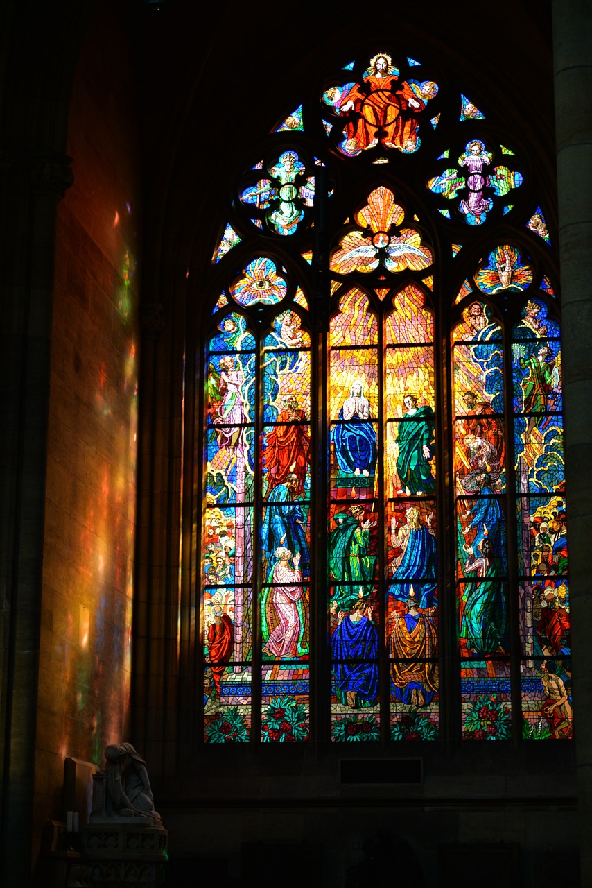 stained glass window highlights colors free photo