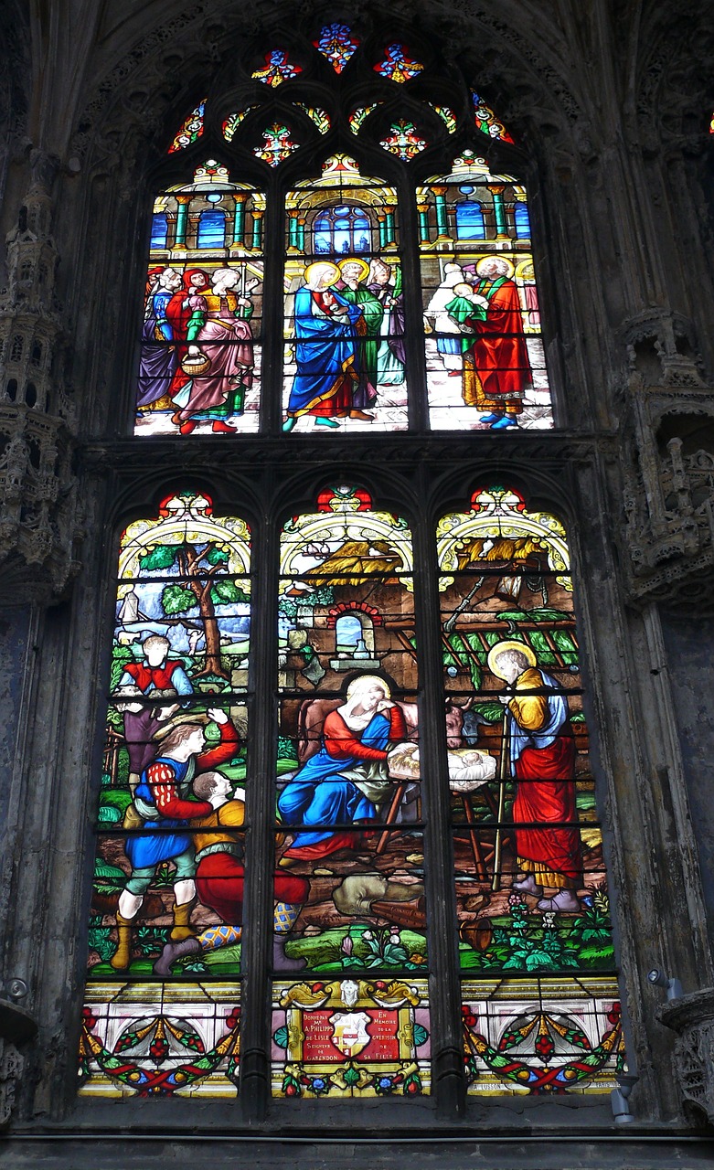 stained glass window stained glass church free photo