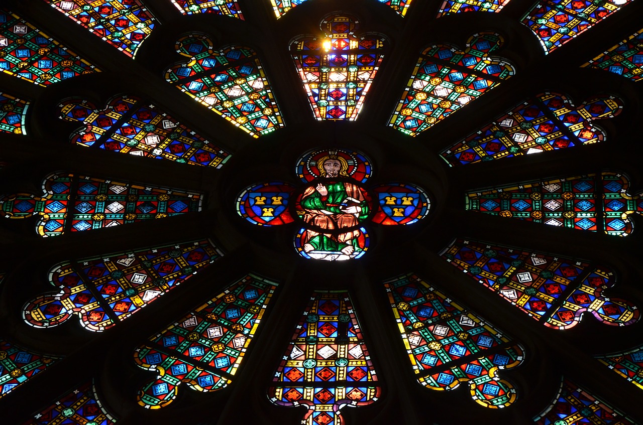 stained glass windows cathedral carcasonne free photo