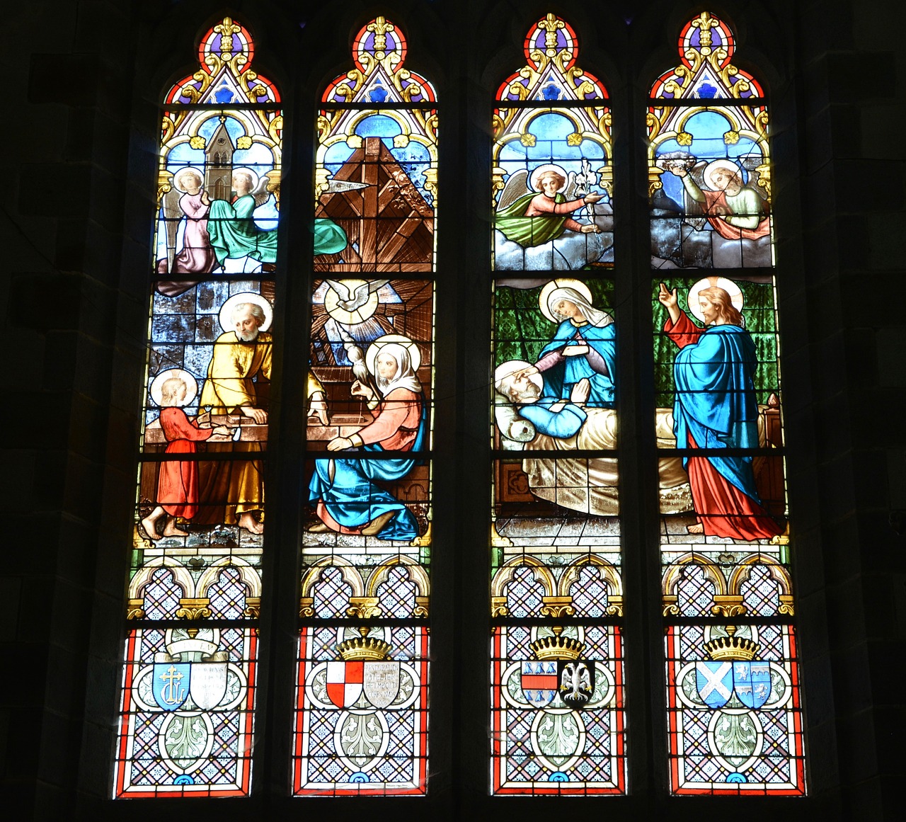 stained glass windows church cathedral free photo