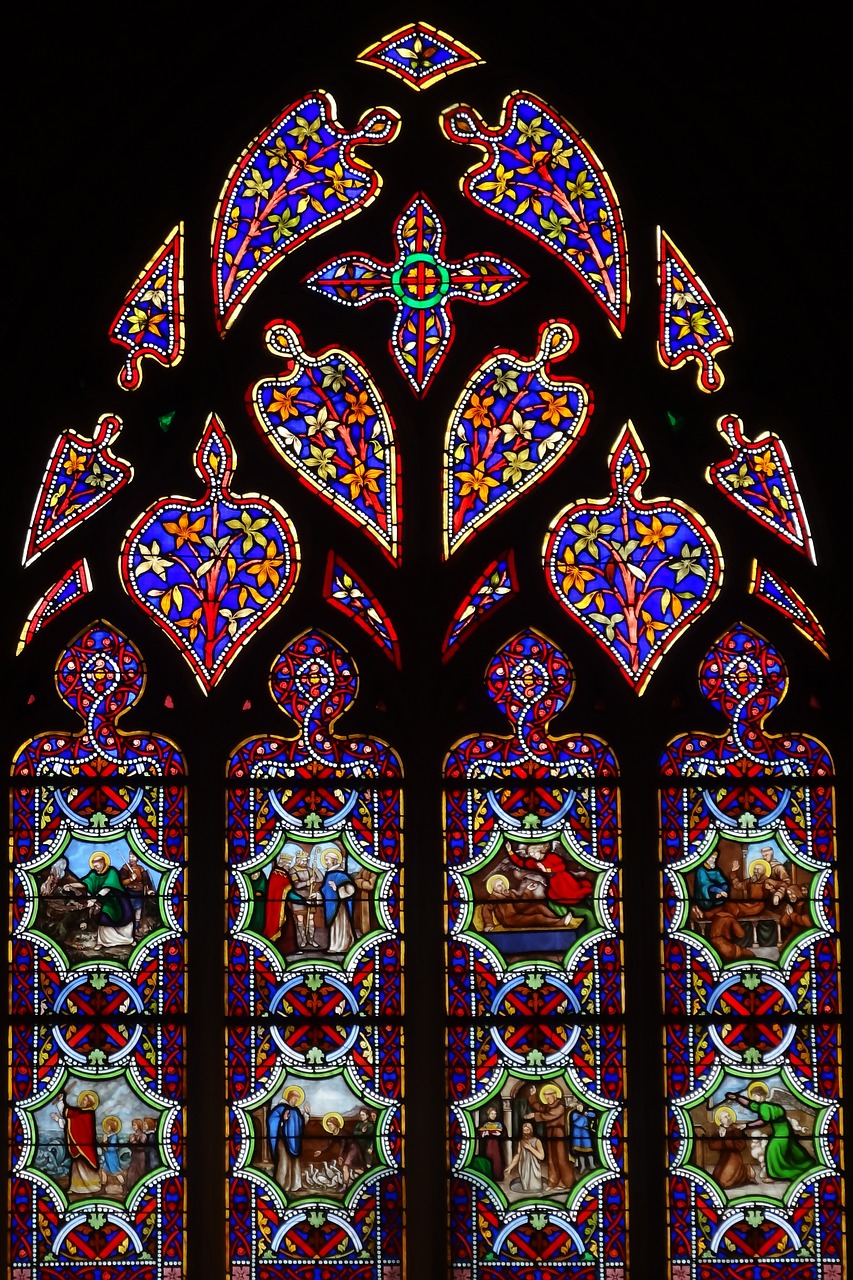stained glass windows colors church free photo