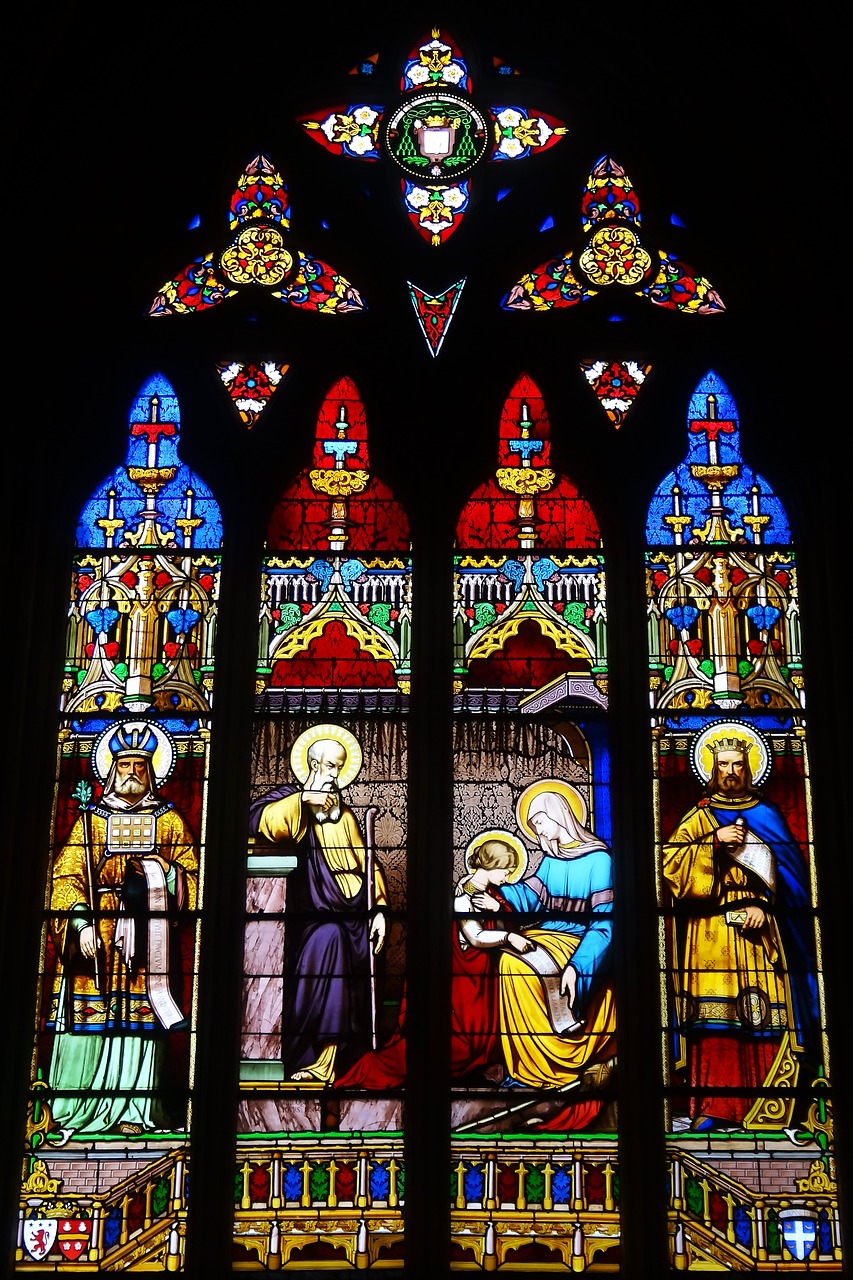 stained glass windows colors church free photo