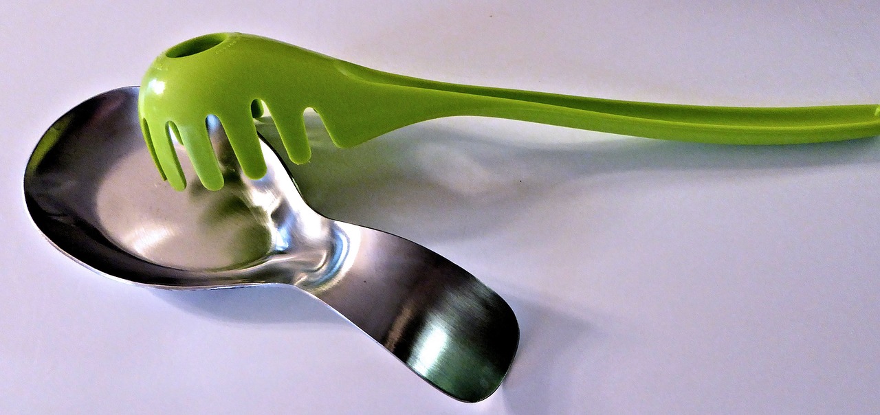 stainless spoon rest green spaghetti utensil kitchen free photo