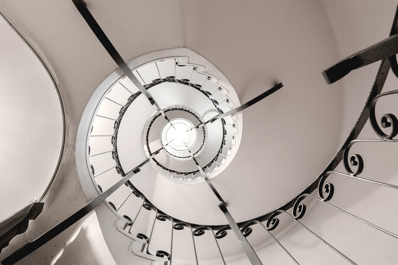 staircase looking up white free photo