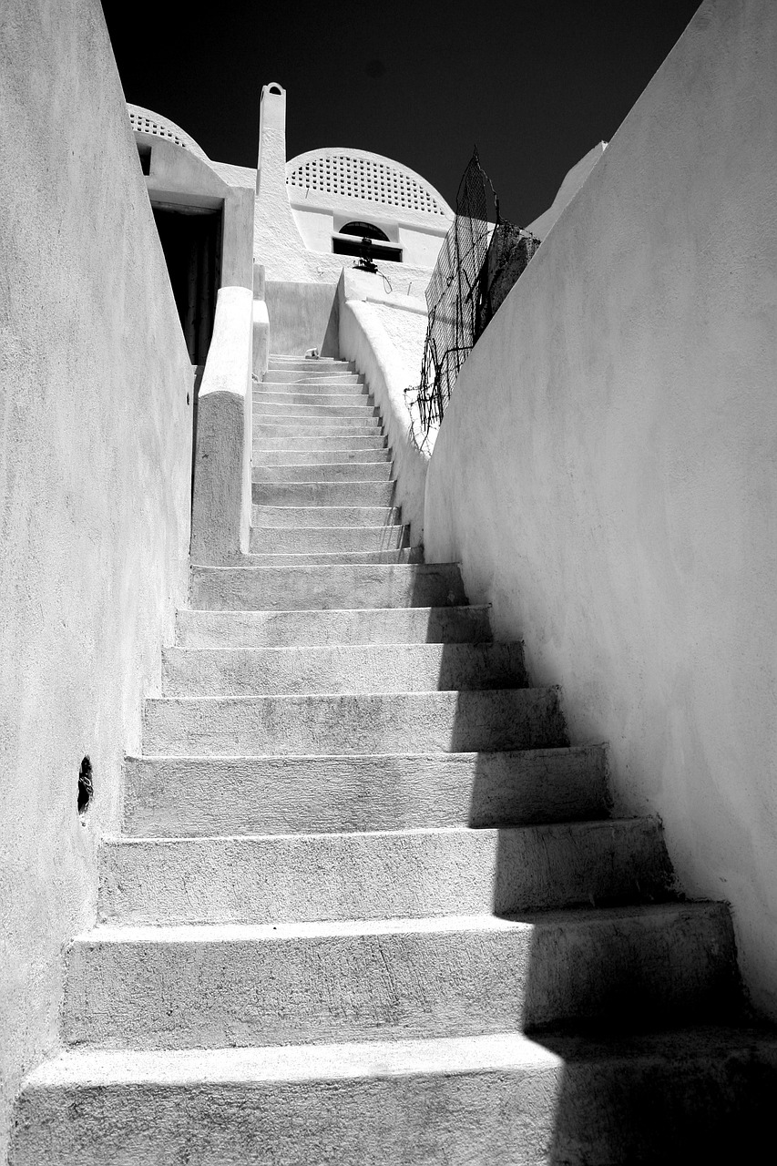 staircase black and white perspective free photo