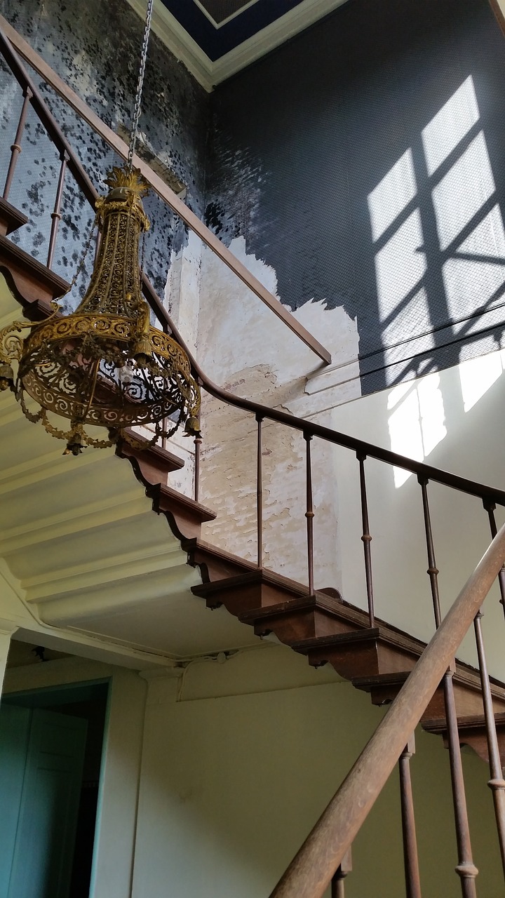 staircase  chandelier  rust free photo