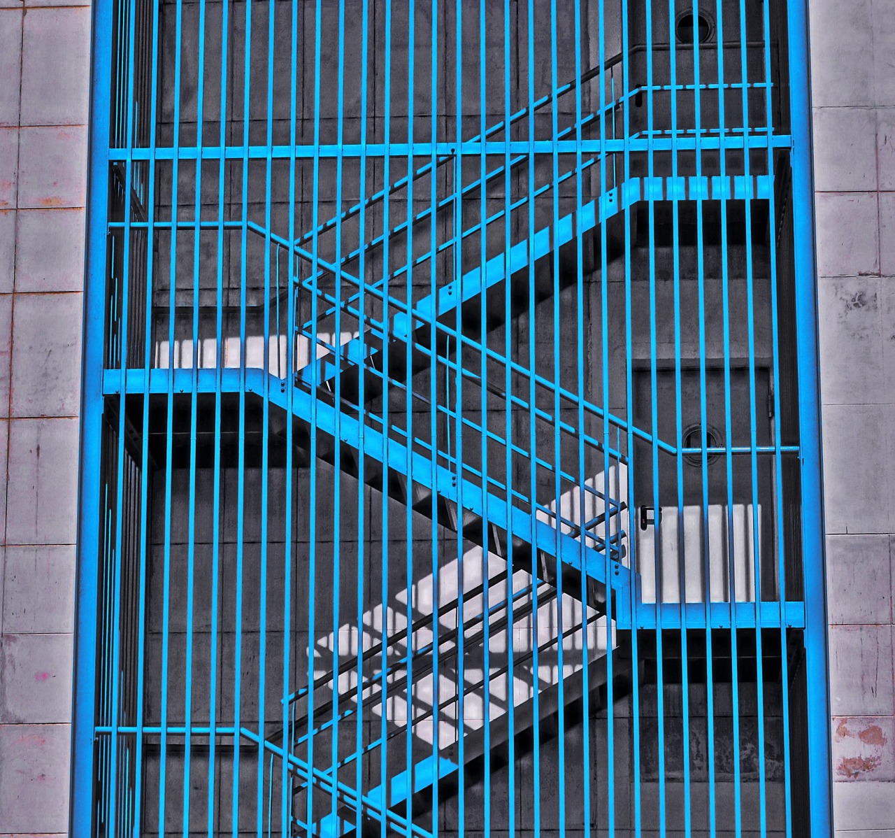 stairs shadows blue free photo