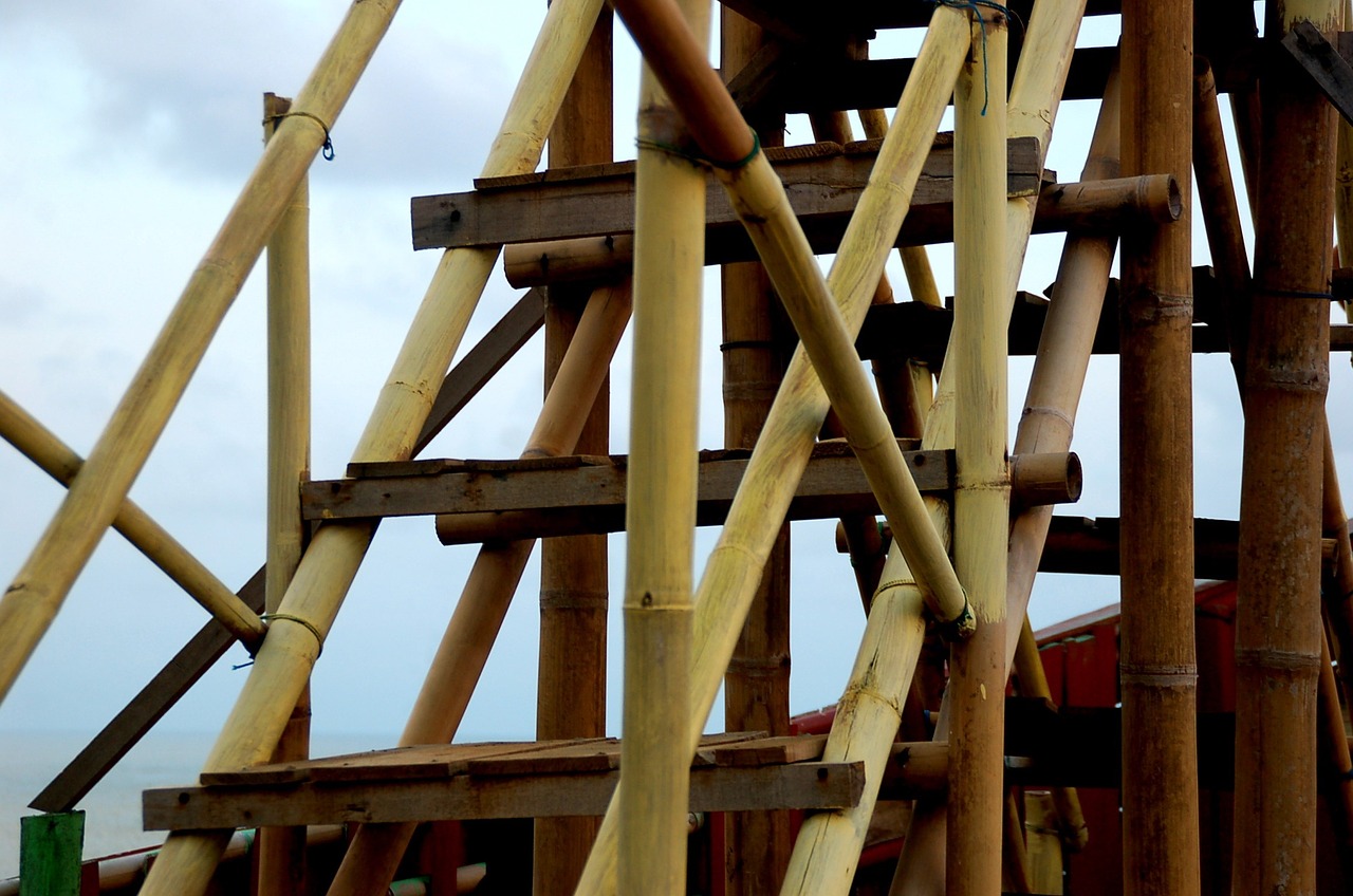 stairs bamboo construction free photo