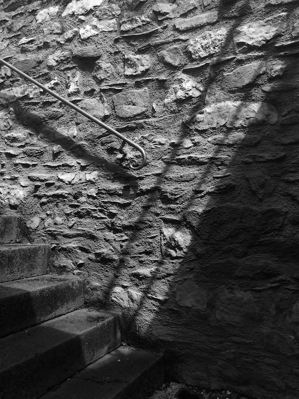 stairs handrail black and white free photo