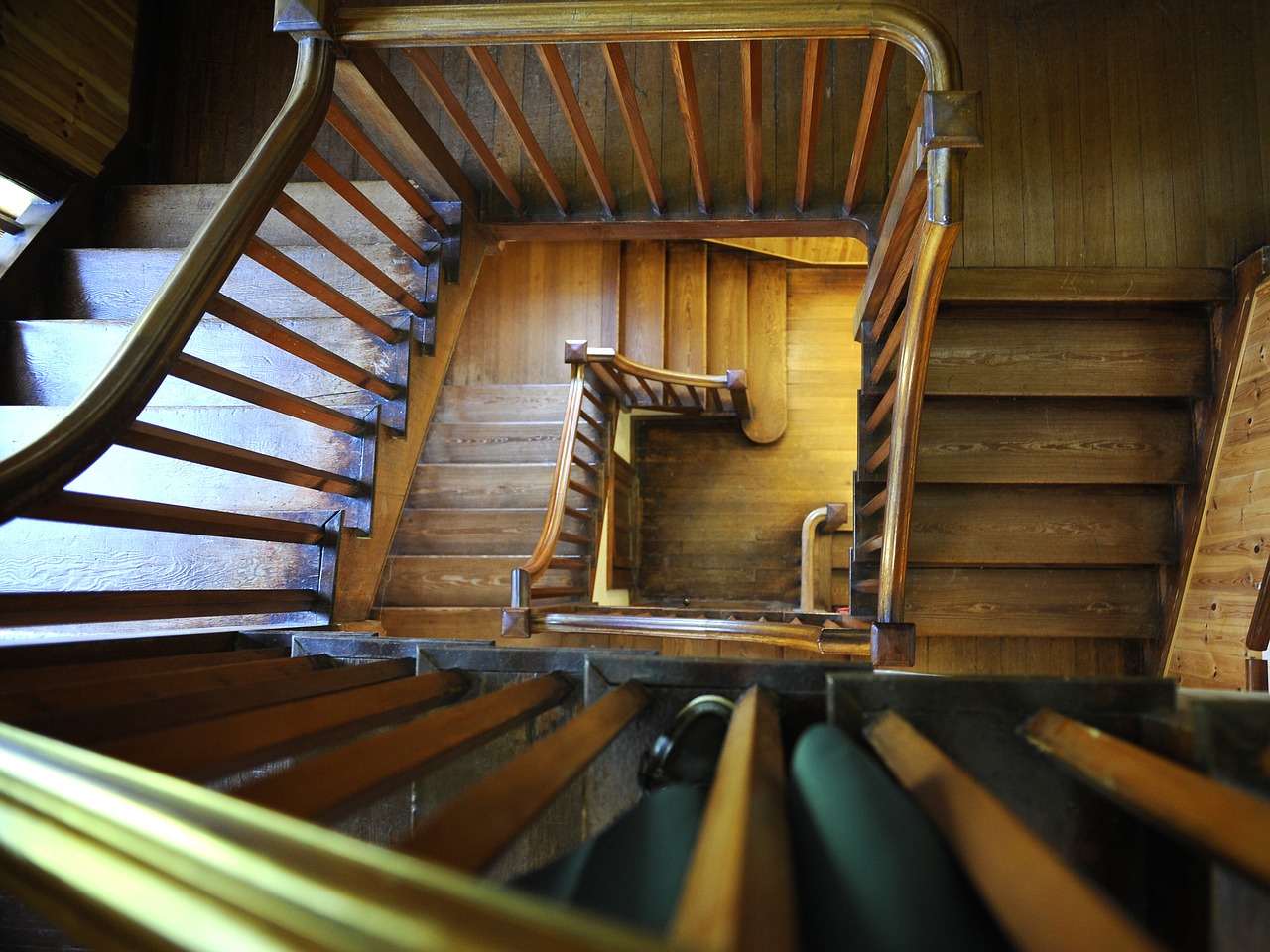 stairs spiral wood free photo