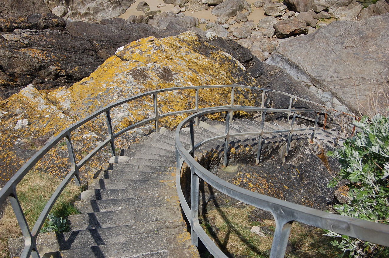 stairs beach coast free photo