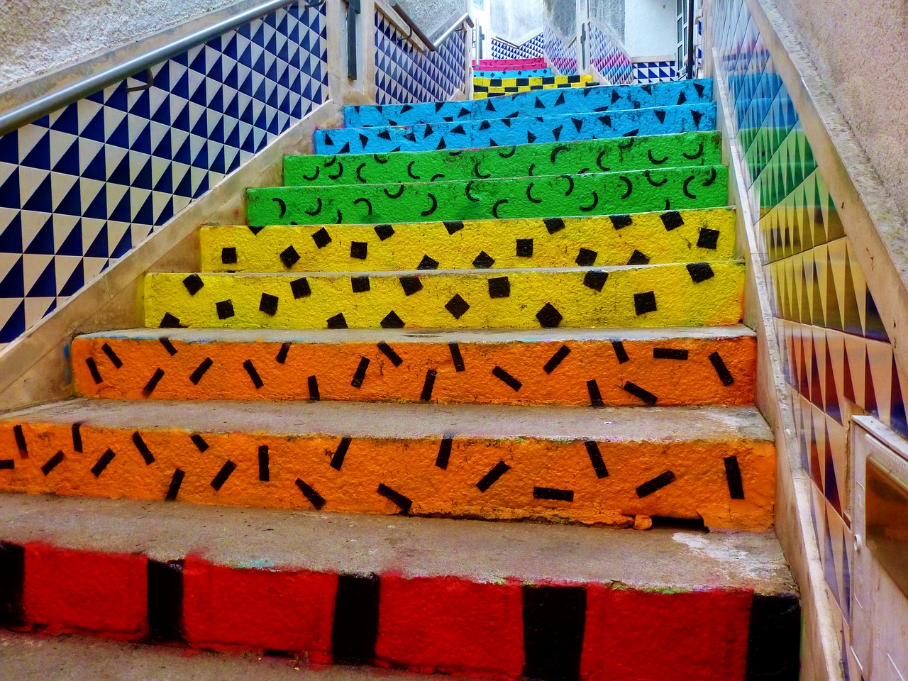 stairs colorful gradually free photo