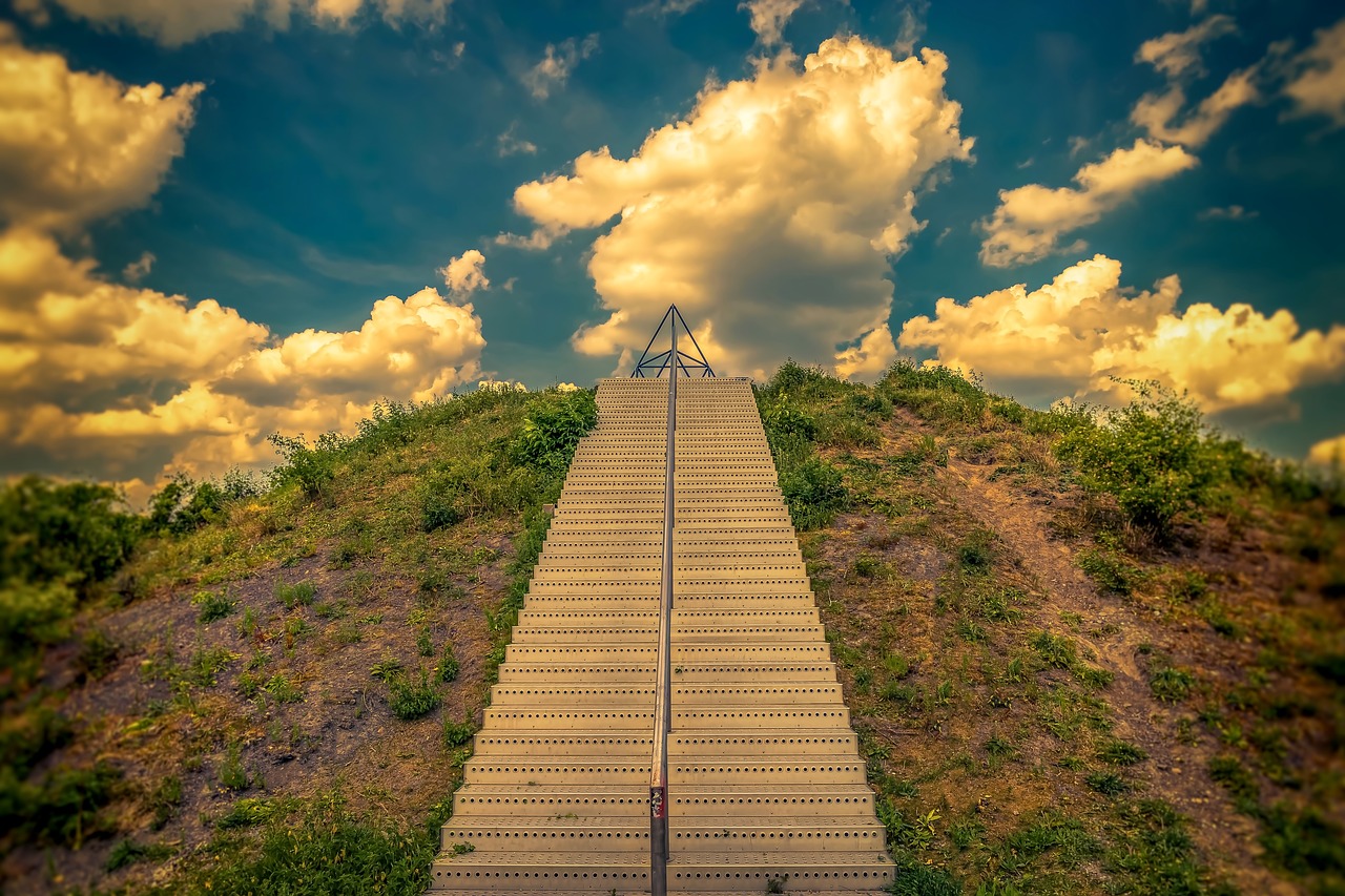 stairs  sky  orange free photo