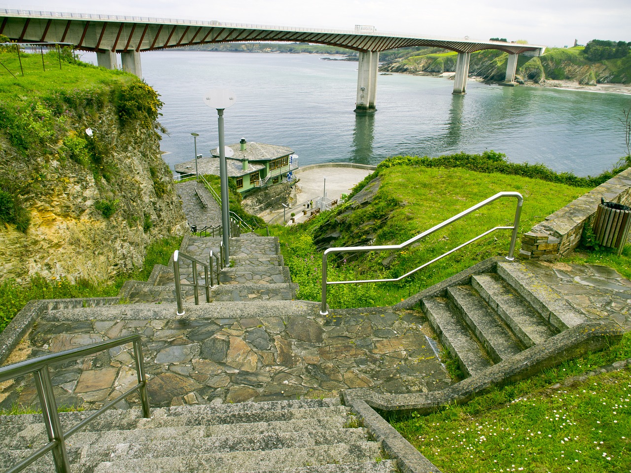 stairs bridge ribadeo sea lugo free photo