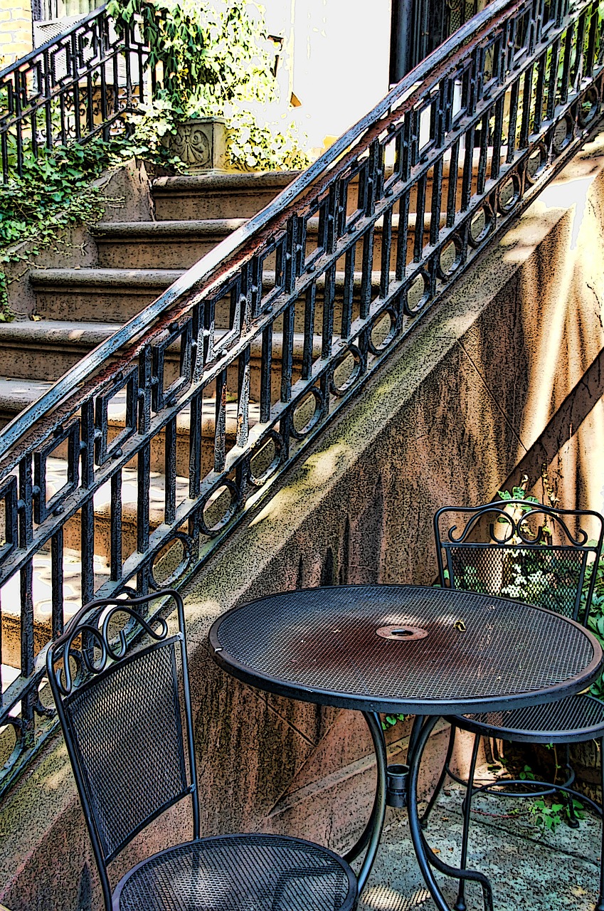 stairs table chairs free photo