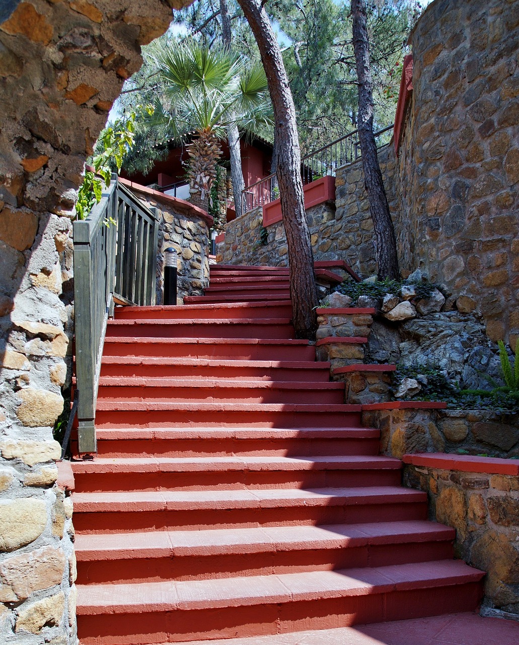 stairs red soar free photo