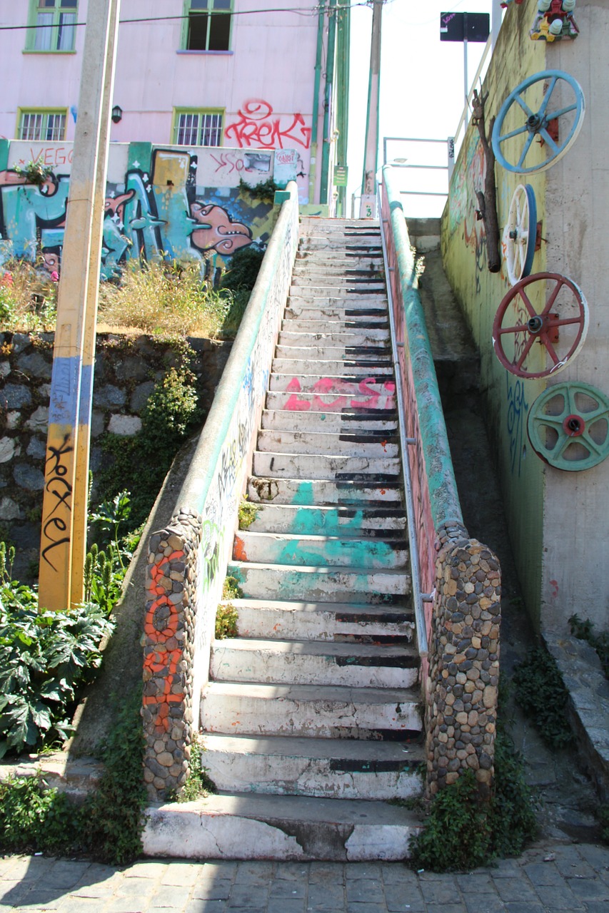 stairs urban art valparaiso free photo