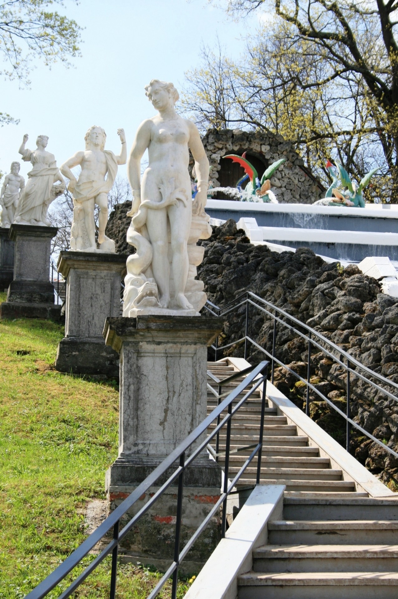 stairs statues pillars free photo