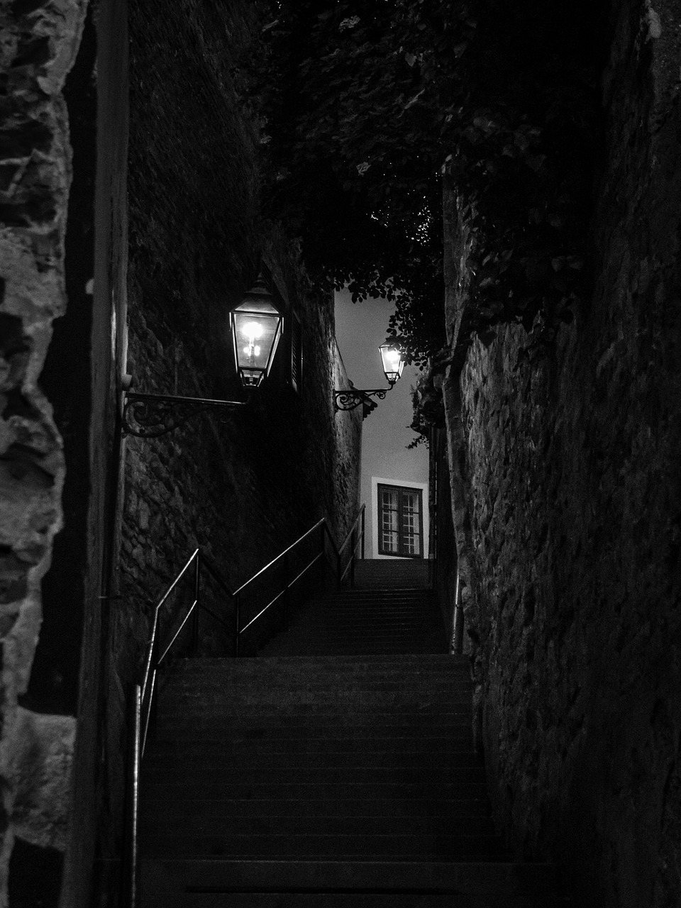 stairway black and white dark free photo