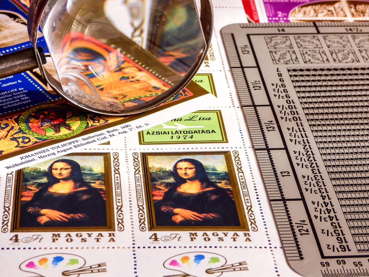 stamp postal magnifying glass free photo