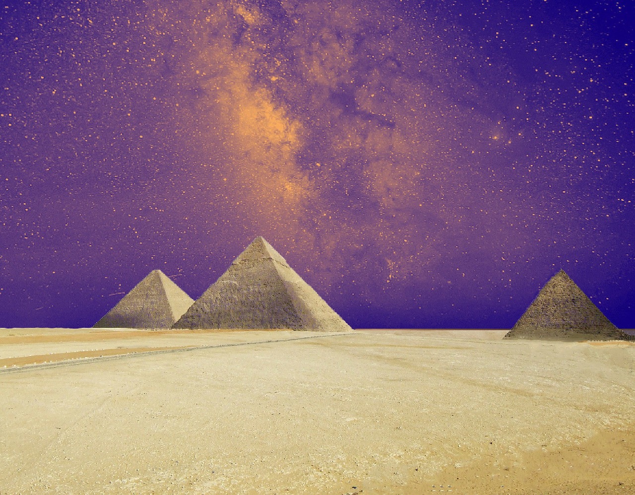 star night sky pyramids free photo