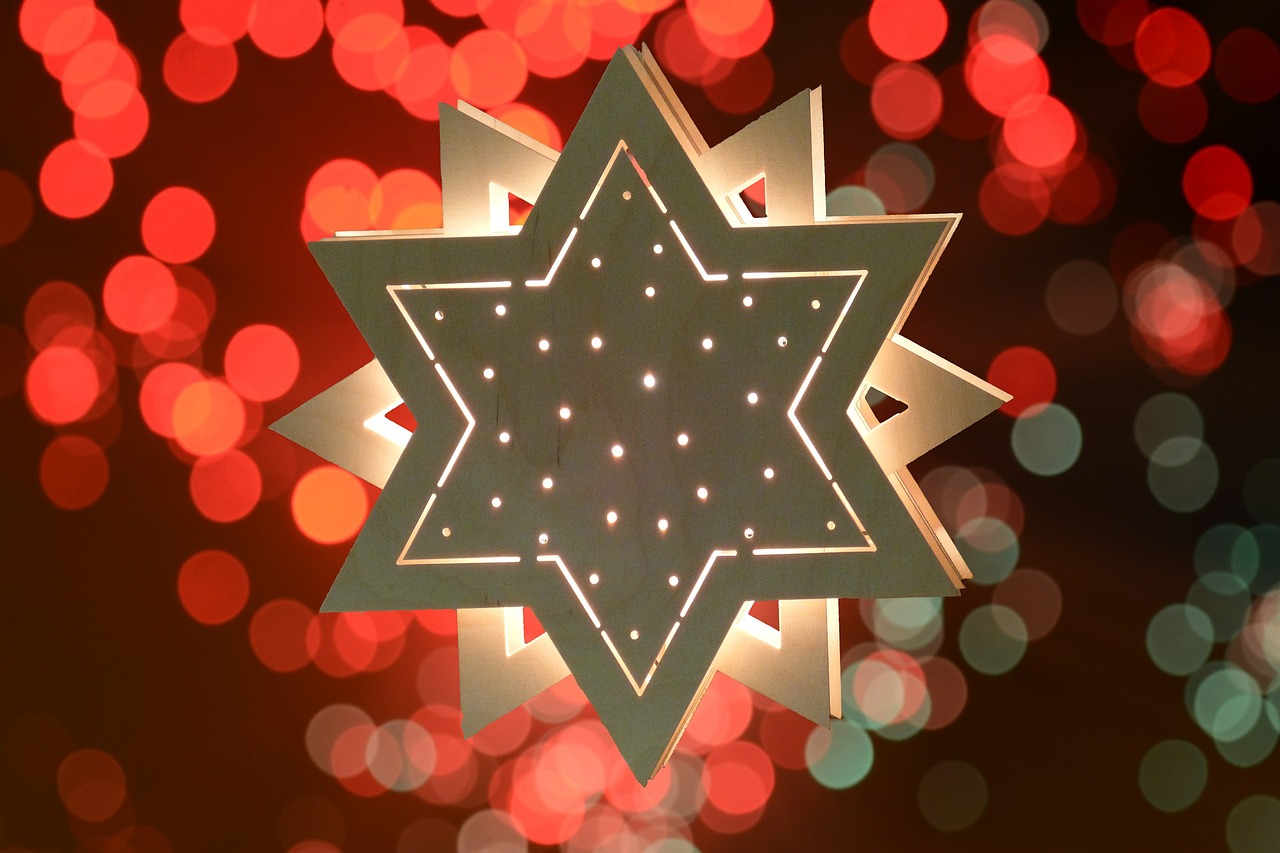 star wood star illuminated free photo