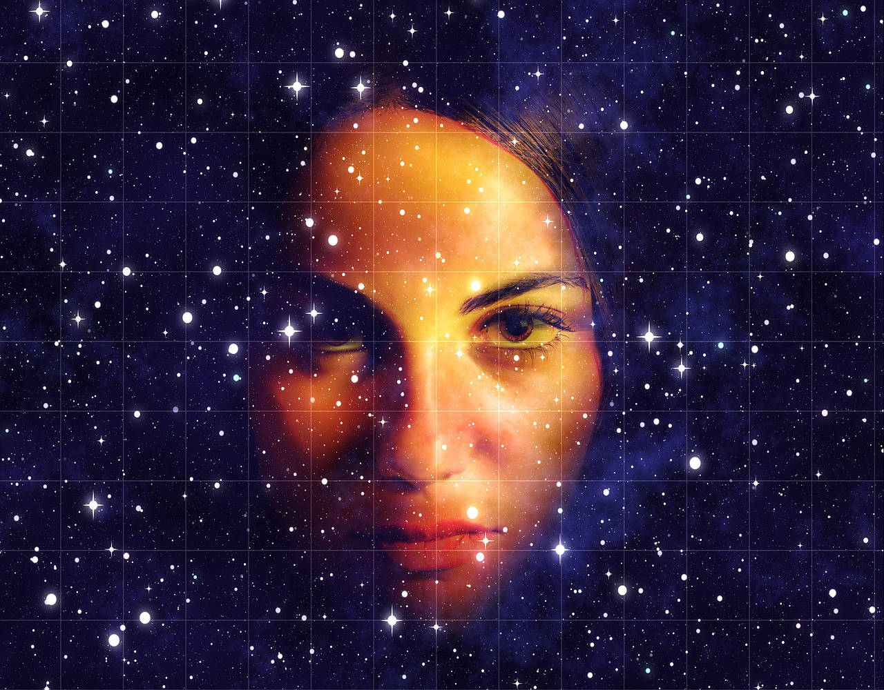 star starry sky woman free photo