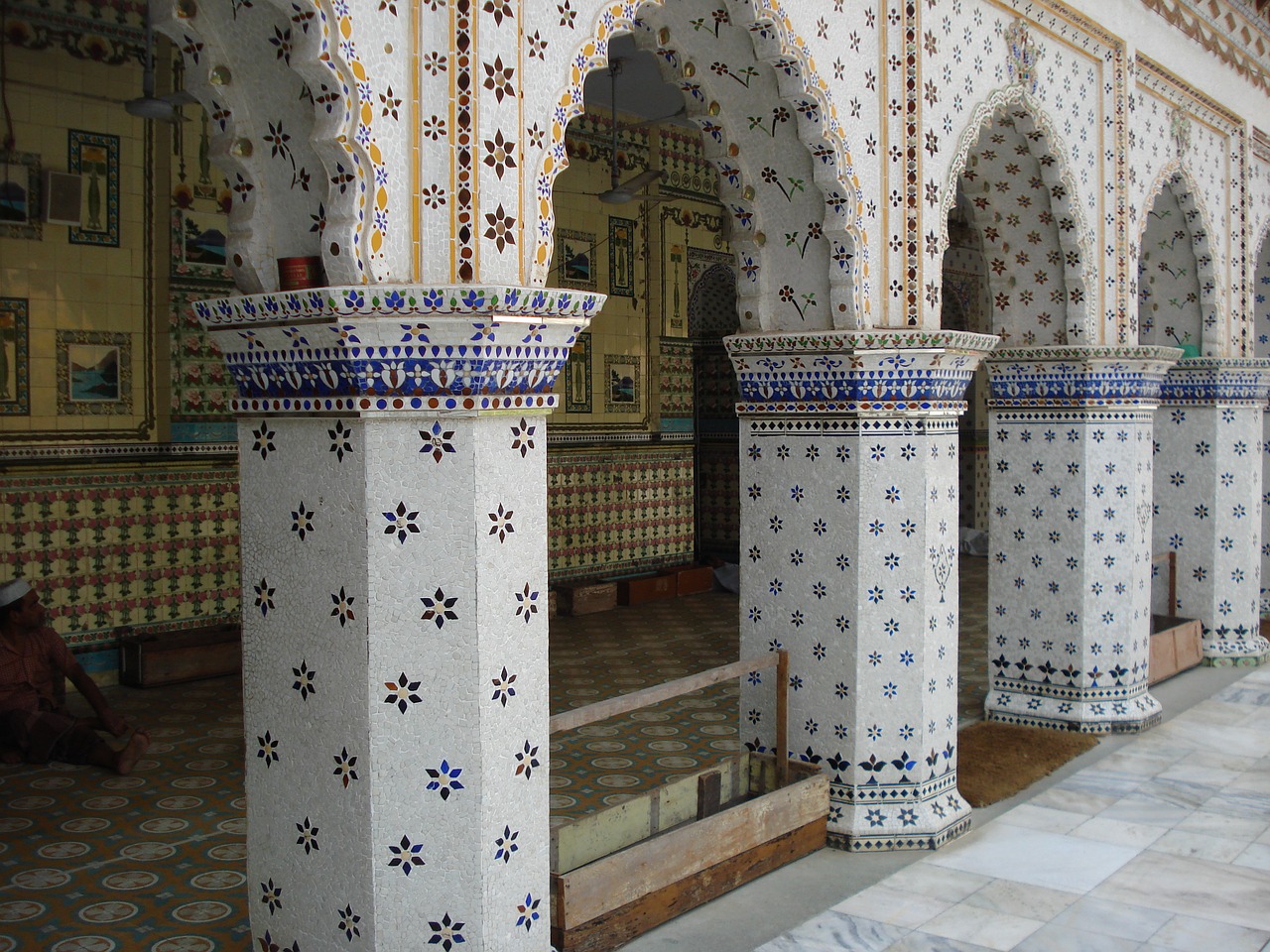 star mosque motifs of blue stars build by mirza golam pir free photo
