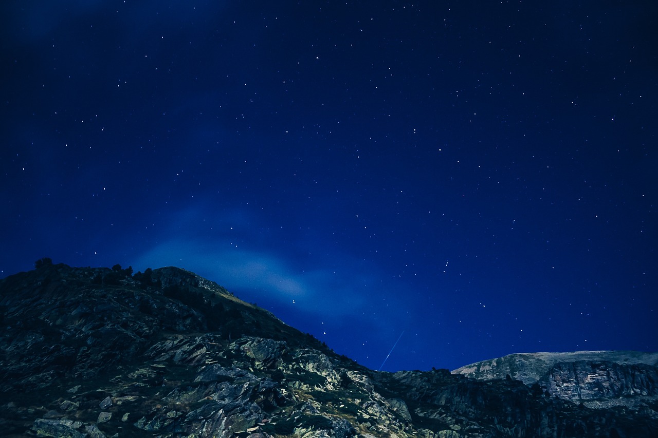 starry night starry sky mountains free photo