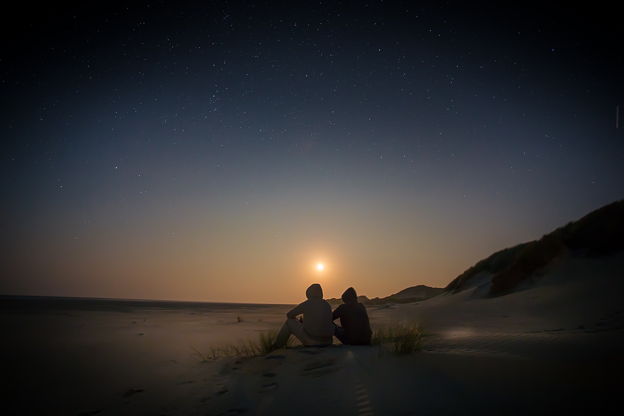 starry sky sunset viewing free photo