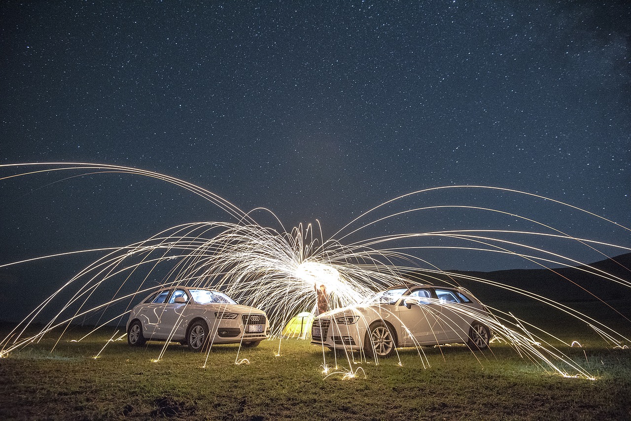 starry sky car night free photo