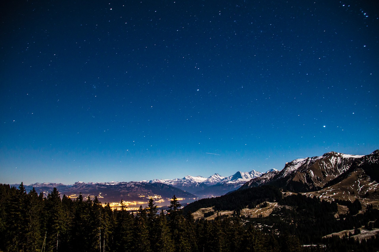 starry sky star mountains free photo