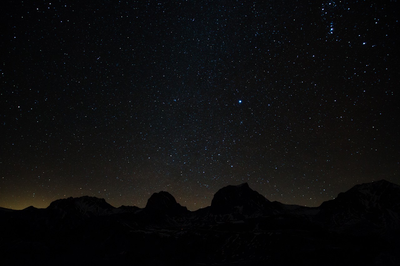 starry sky star mountains free photo